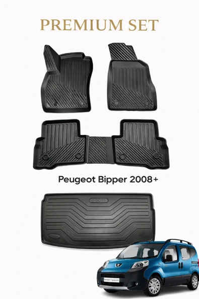 Black Gold Peugeot Bipper 2008+ 3D Oto Paspas ve Bagaj Havuzu Set Premium ürün görseli 1