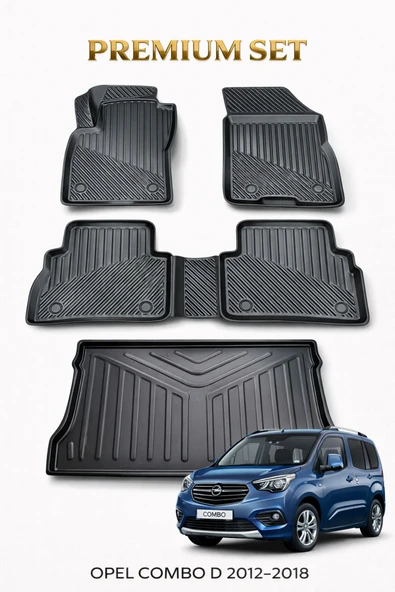 Black Gold Opel Combo D 2012-2018 Uyumlu 3D Oto Paspas ve Bagaj Havuzu Set Premium ürün görseli 1