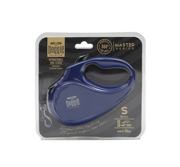 Doggie Master Serisi Otomatik Uzatma Tasması S-15kg-5mt - Royal Blue ürün görseli 1