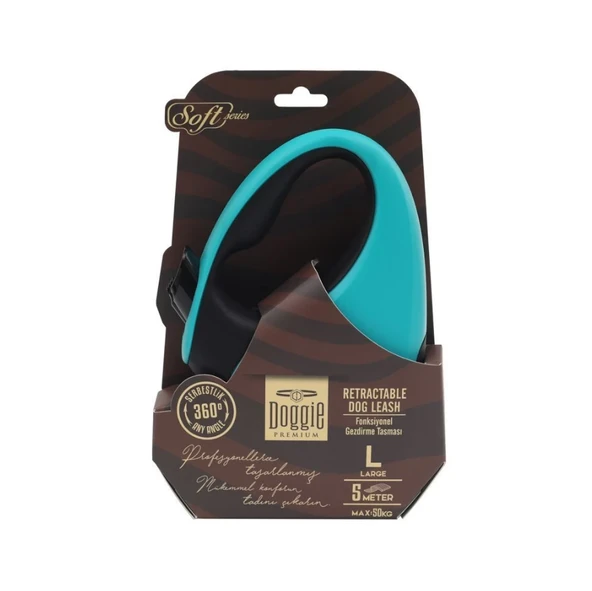 Doggie Soft Serisi Otomatik Uzatma Tasması L-50kg-5mt - Blue ürün görseli 1