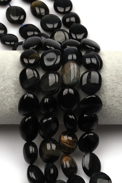 Siyah Kaplan Gözü Doğal Taş Dizi 11 x 14 mm Özel Kesim - DZ-0873 ürün görseli 1