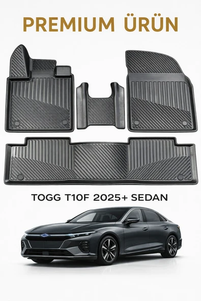 Black Gold Togg T10F 2025+ Sedan 3D Oto Paspas Premium ürün görseli 1