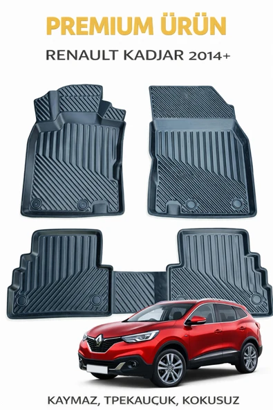 Black Gold Reault Kadjar 2014+ ile Uyumlu 3D Oto Paspas Premium ürün görseli 1