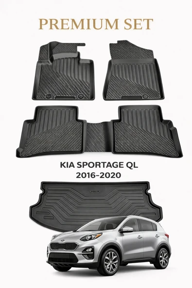 Black Gold Kia Sportage QL 2016-2020 Uyumlu 3D Oto Paspas ve Bagaj Havuzu Set Premium ürün görseli 1