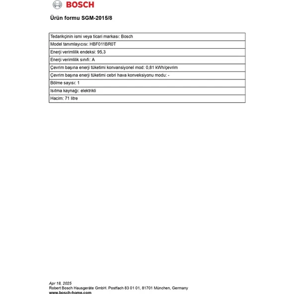 Bosch HBF011BR0T 71 Lt 4 Programlı Inox Ankastre Fırın - Resim 5