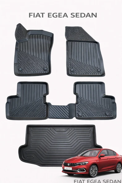 Black Gold Fiat Egea Sedan 3D Oto Paspas ve Bagaj Havuzu Set Premium ürün görseli 1