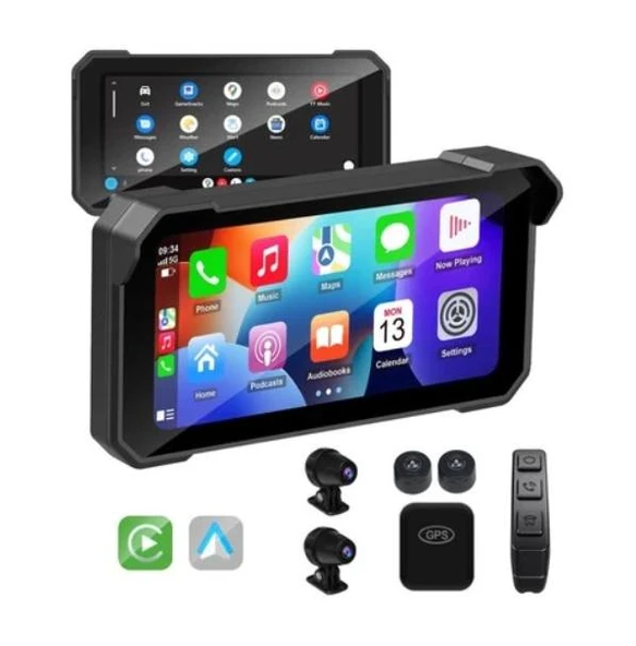 M625-9 4K OTA Carplay ve Android Auto Motosiklet Multimedya Ekranı 6,25inç ürün görseli 1