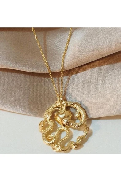 Kadın Gold 925 Ayar Gümüş Yılan Kolye ürün görseli 1