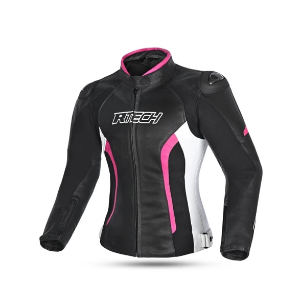 R-TECH Chaqueta Piel Tom Rider Lady Motosiklet Mont L Beden Gri / Pembe ürün görseli 1