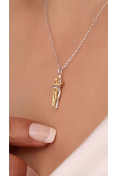 Sarılan Çiftler Dansı 925 Ayar - Resim 2