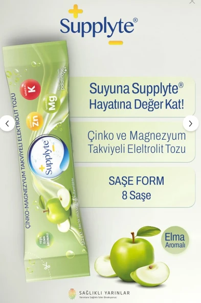 EnaFarma Supplyte Çinko Magnezyum Takviyeli Elektrolit Saşe Elma Aromalı 8 Adet ürün görseli 1