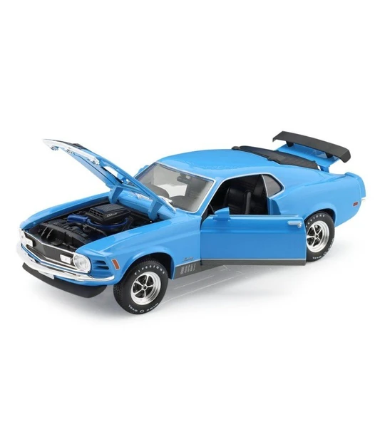 1970 Ford Mustang Mach 1 1:18 Ölçekli Klasik Araba Mavi Renkli 30 Cm ürün görseli 1
