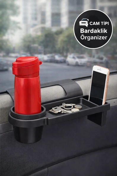 Araba Yan Cam Organizer Bardaklık Telefon Tutucu Araç İçi Çok Amaçlı Düzenleyici ürün görseli 1