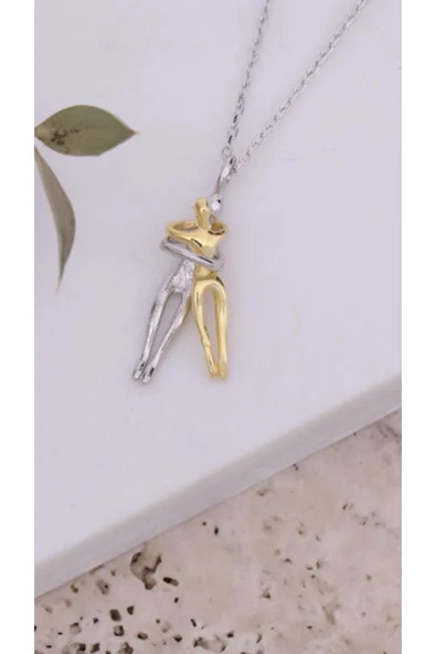 Sarılan Çiftler Dansı 925 Ayar - Resim 3