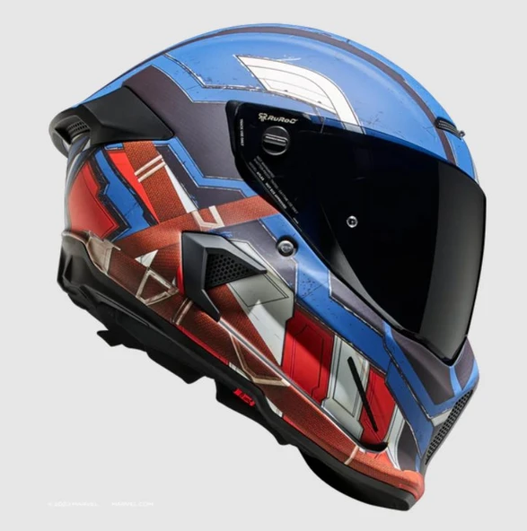 Ruroc Atlas 4.0 Marvel Captain America Full Face Motosiklet Kaskı SM Beden ürün görseli 1