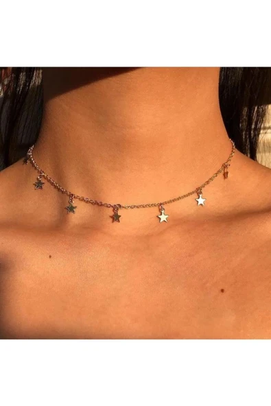 925 Ayar Gümüş Yıldız Choker Kolye ürün görseli 1