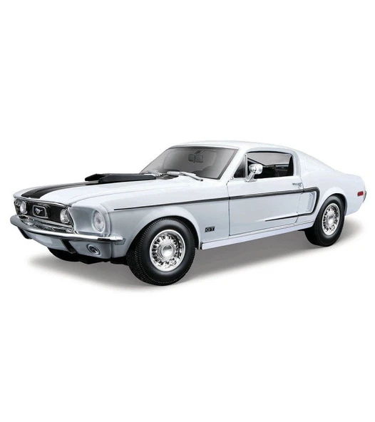 1968 Model Ford Mustang GT Cobra Jet 1:18 Ölçekli Beyaz Renkli 30 Cm ürün görseli 1