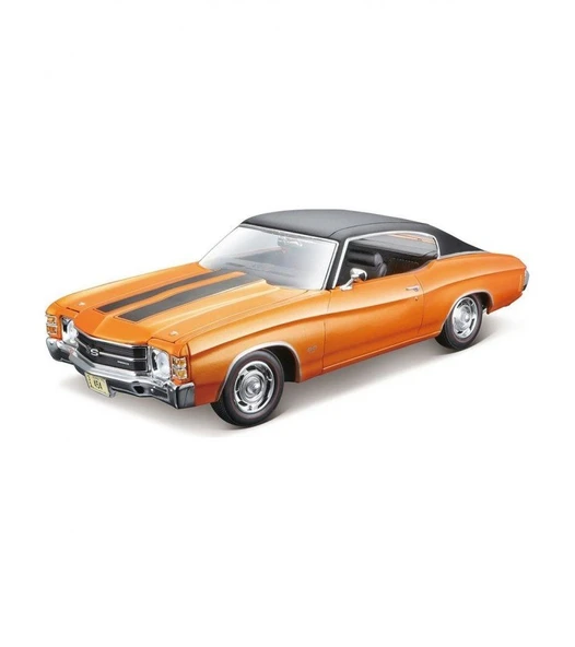 1971 Chevrolet Chevelle SS 454 Sport Coupe 1:18 Ölçekli Klasik Araba Turuncu Renkli 30 Cm ürün görseli 1