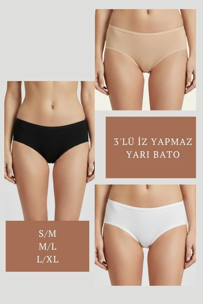 3LÜ SET KÜLOT-SİYAH-BEYAZ-TEN DOR2850 ürün görseli 1