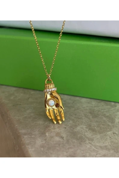 El Opal Kolye 925 Ayar Gümüş - Resim 2