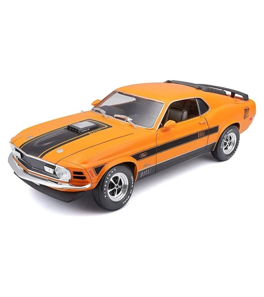 1970 Ford Mustang Mach 1 1:18 Ölçekli Klasik Araba Turuncu Renkli 30 Cm ürün görseli 1