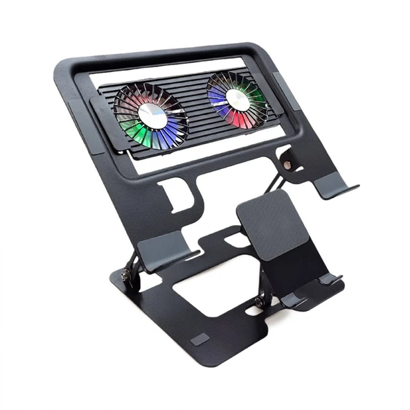 Upway Steel-Cooler RGB Turbo Fanlı Karbon Çelik Laptop Tablet ve Telefon Standı ürün görseli 1