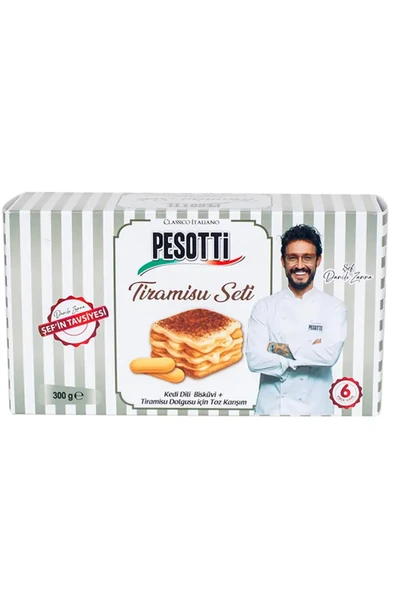 Pesotti Tiramisu Seti 300g (Kedi Dili Bisküvi & Tiramisu Dolgusu Toz Karışım) ürün görseli 1