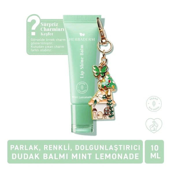 Herbaderm Parlak Dudak Balmı Limonata Aromalı 10 ml (Charm Hediyeli) ürün görseli 1
