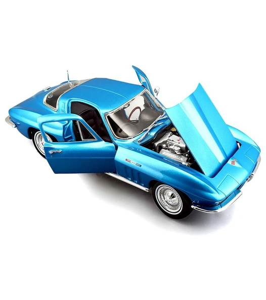 1965 Chevrolet Corvette 1:18 Ölçekli Klasik Araba Mavi Renkli 30 Cm ürün görseli 1