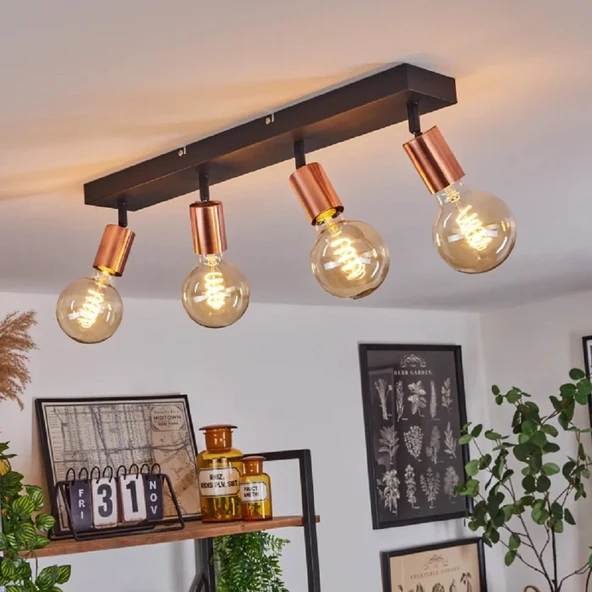 RİOLIGHT MODERN1 SİYAH1 4XE27 DUYLU MAFSALLI HAREKETLİ BAŞLIK(GLOP AMPUL HARİÇ) METAL SPOT AVİZE ürün görseli 1