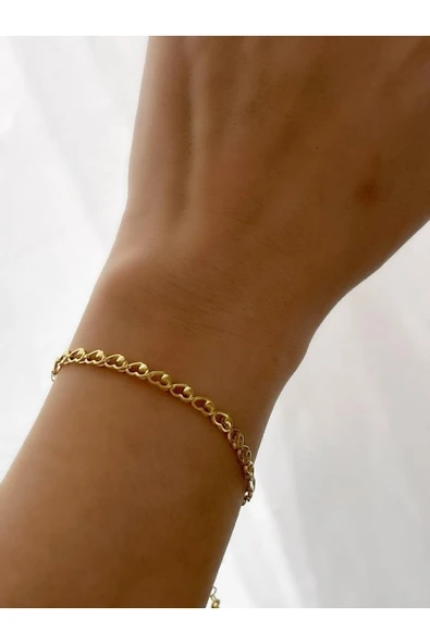 925 Ayar Gümüş Kalp Gold Gümüş Bileklik ürün görseli 1