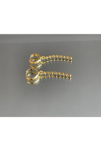 925 Ayar Gümüş Gold Tasarım Küpe ürün görseli 1