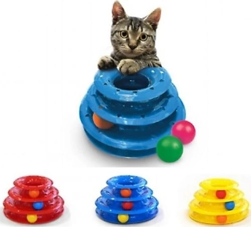 Tower Of Tracks Toplu Yuvarlak Kedi Oyuncagi Kedi Eglencesi 3 Katli Oyuncak ürün görseli 1