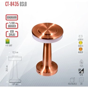Cata CT-8435 Oslo Şarjlı Masa Lambası - Resim 2