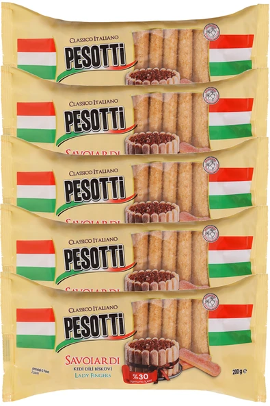 Pesotti Savoiardi Kedi Dili Bisküvi 200 gr x 5 Adet ürün görseli 1