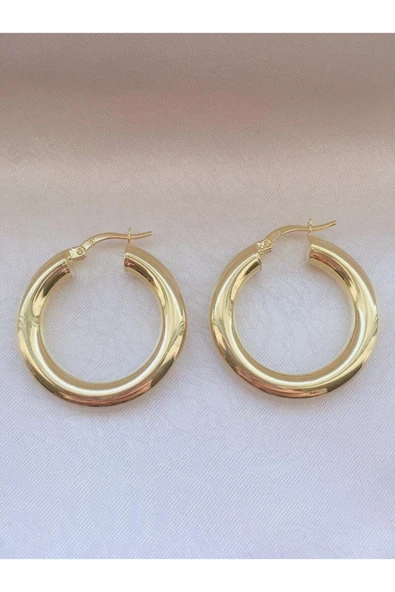 925 Ayar Gümüş Halka Gold Küpe ürün görseli 1