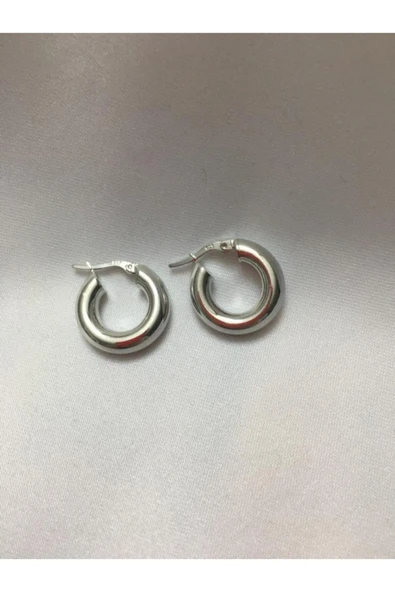 925 Ayar Gümüş Silver Halka Küpe - Resim 2