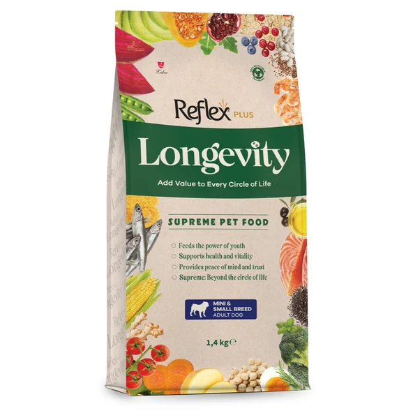Reflex Plus Longevity Hipoalerjenik Mini ve Küçük Irk Yetişkin Köpek Maması 1,4kg ürün görseli 1
