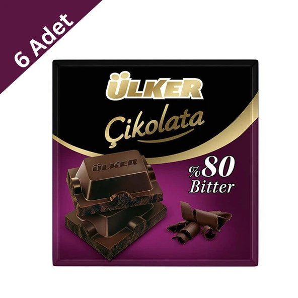 Ülker %80 Bitter Kare Çikolata 60 g x 6 Adet ürün görseli 1