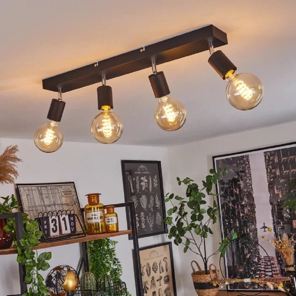 RİOLİGHT MODERN SİYAH 4XE27 MAFSALLI HAREKETLİ BAŞLIK(GLOP AMPUL HARİÇ) METAL SPOT AVİZE ürün görseli 1