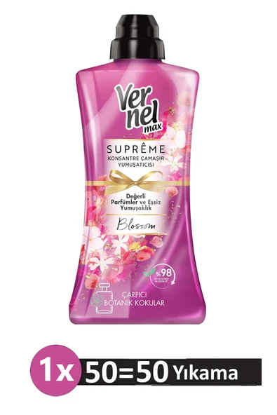 Vernel Max Supreme Blossom 1.2L – Çiçeksi Koku ve Lüks Yumuşaklık (50 Yıkama) ürün görseli 1