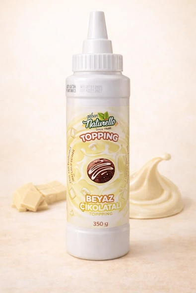 Gülsan Naturello Beyaz Çikolatalı Topping Sos 350 g – Pasta & Tatlı Süsleme Sosu ürün görseli 1