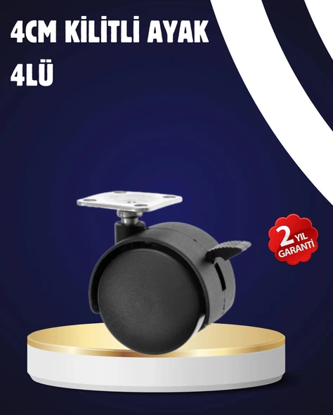4’lü Kilitli Tekerlek Ayak 4 cm Sessiz ve Dayanıklı ürün görseli 1