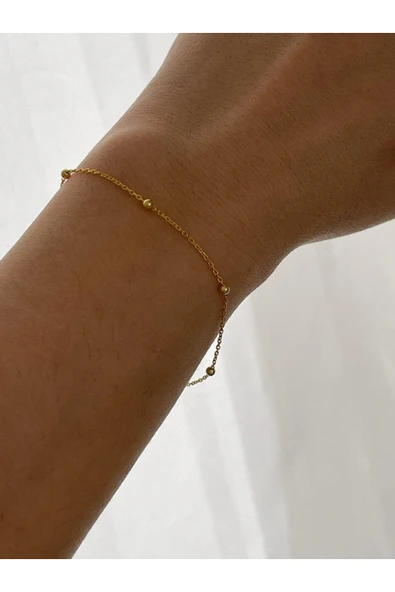 925 Ayar Gümüş Gold Top Detaylı Bileklik ürün görseli 1