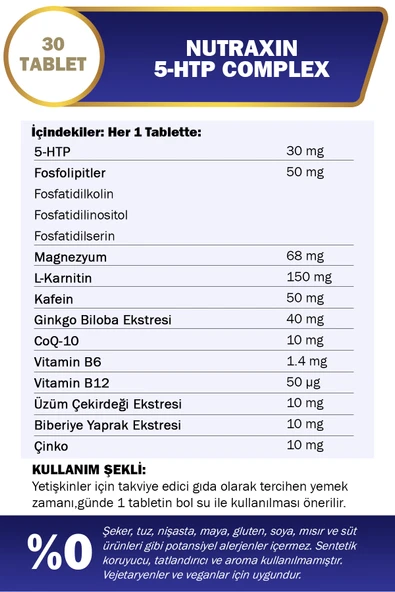 NUTRAXIN 5 HTP COMPLEX 30 TABLET - Resim 3