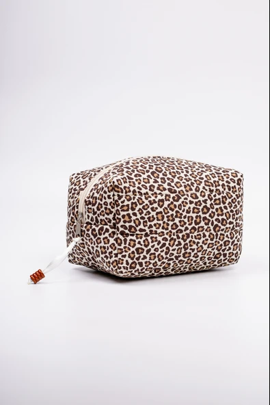 Makyaj Çantası 2 Li Set Leopar Desenli - Resim 2