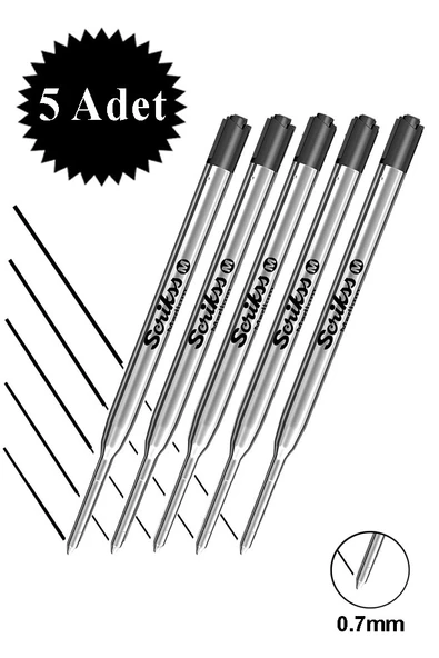Scrikss Siyah Tükenmez Kalem Yedeği Metal 0.7mm 5 Adet Tükenmez Kalem Refili Tükenmez Kalem Yedeği ürün görseli 1