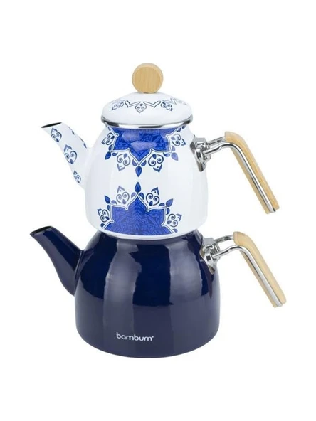 Bambum B6555 Unique Bambu Kulplu Çaydanlık Takımı Lacivert ürün görseli 1