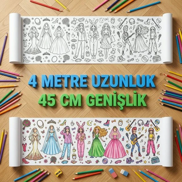 Boyama Kitabı Mankenler Moda Dünyası Rulo 4 Metre uzunluk 45 Cm Genişlik ürün görseli 1