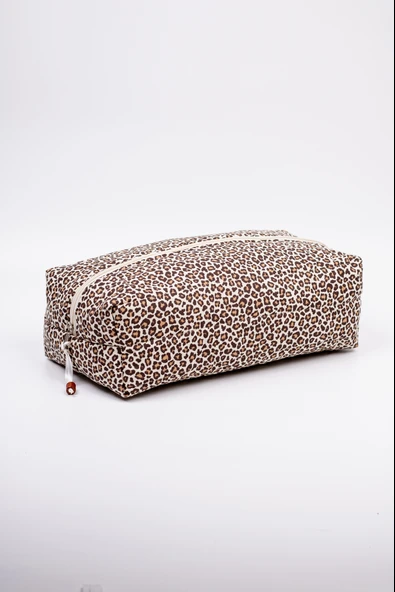 Makyaj Çantası 2 Li Set Leopar Desenli - Resim 3